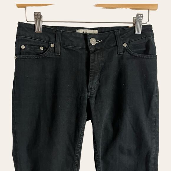 Acne Studios Kex Wet Black Raw Hem Low Rise Slim Jeans Size 26 - Picture 2 of 6